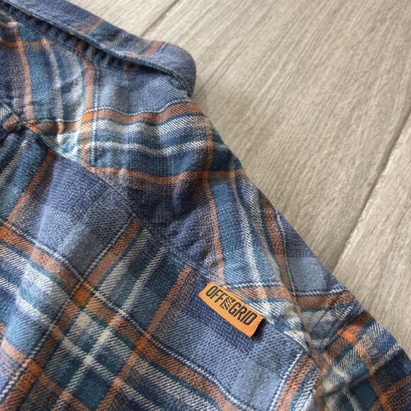 Off The Grid Destroyer Flannel Shirt Mens XXL Blue Plaid Button Up - Picture 8 of 12